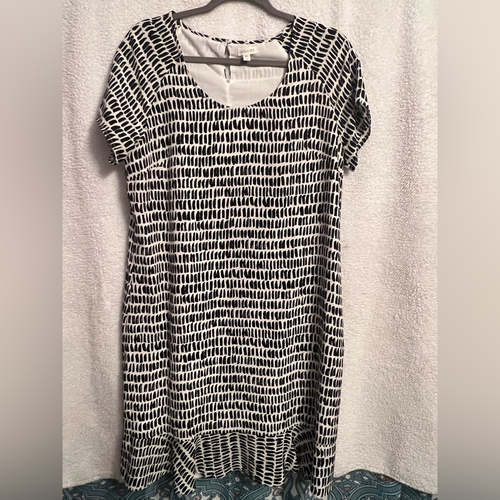 Garnet Hill Black & White Patterned Midi Dress